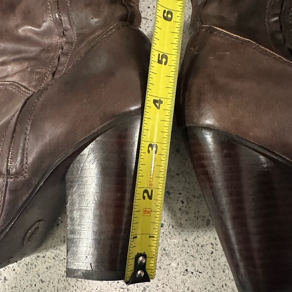 Frye Betty Inside Zip Dark Brown Heeled Boots - Picture 8 of 16